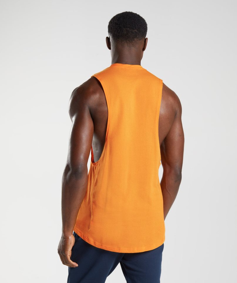 Men's Gymshark React Drop Arm Tanks Orange | NZ 8JFUVO